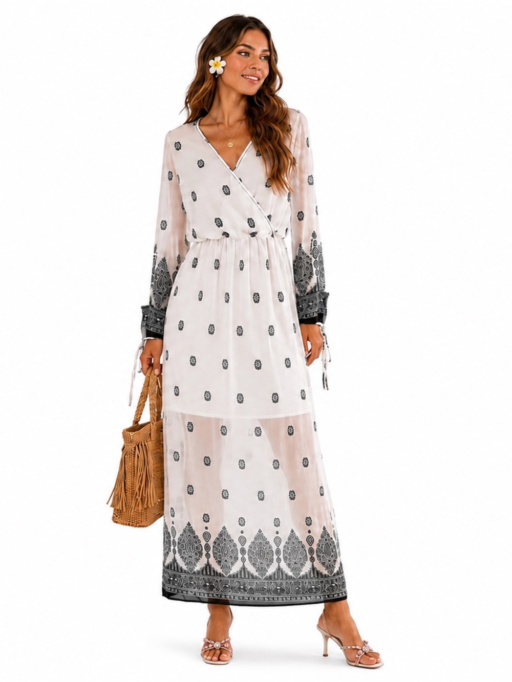 NWT Mahina Hawaii Boutique Boho Double-Lined Summer Maxi Sz M